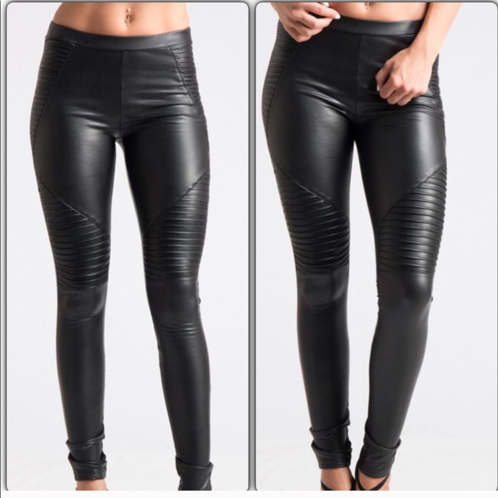 RESTOCK Black Moto Leggings - Picture 2 of 5